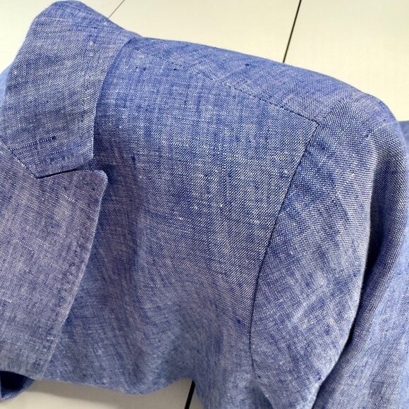 Talbots Chambray Blue Linen Two-Button Long Sleeve Lined Blazer Jacket Size 12 - Picture 9 of 10